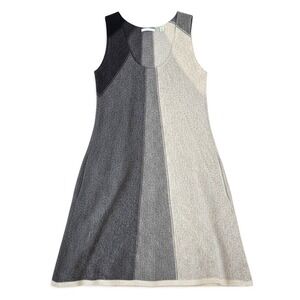 Whim 100% Cashmere L Colorblock Sleeveless Sweater Dress Grey Heather Charcoal